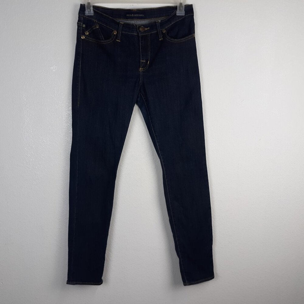 Rock & Republic Women's Berlin Skinny Jeans Size 10 Dark Wash Blue Rx Denim.